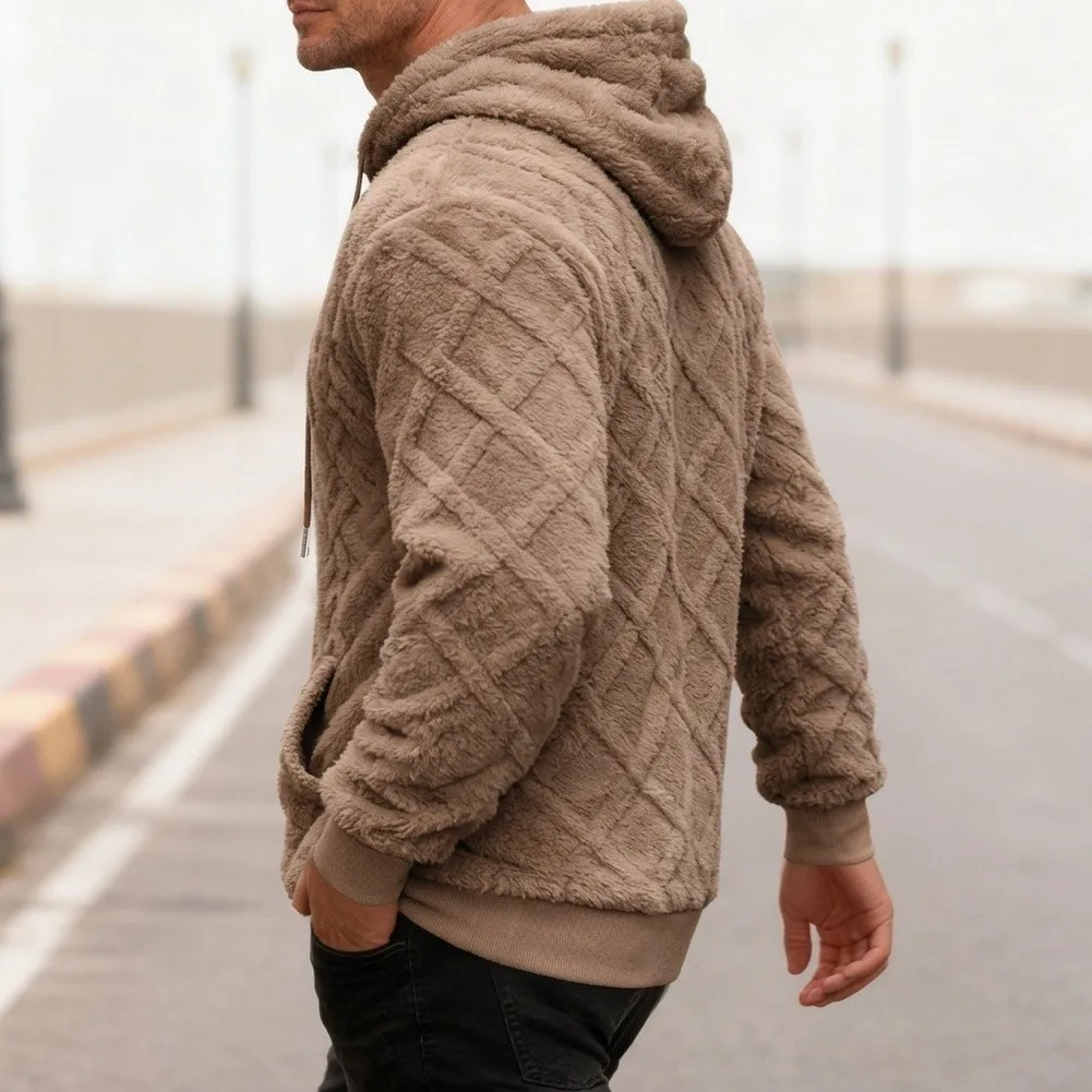 Jacquard Double-Sided For Velvet Hoodie for Men Designed for as Loose for Fit Pullover Sweatshirt for Seasonal Layering