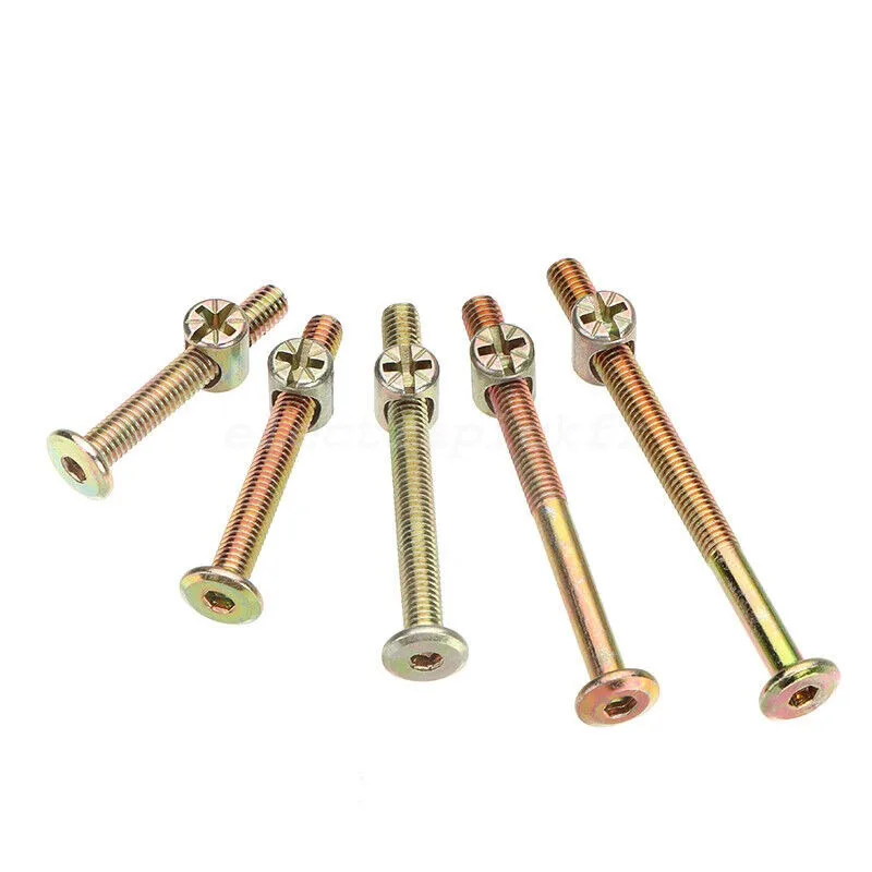25Set Furniture Bolts and Barrel Nuts Cot Bed Furniture Connecting Bolts Barrel Nut M6 Allen Head Furniture Cot Crib Bed Bolt view 3