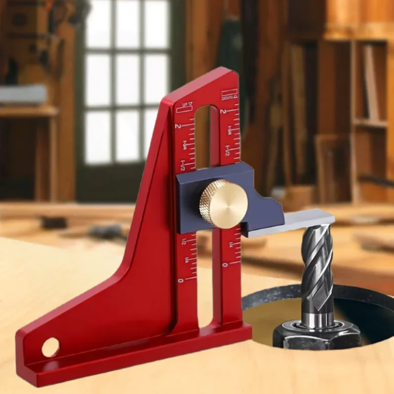 Precision Woodworking Height Gauge, Metric Depth Measuring Tool, Aluminum Alloy Setup Gauge for Router Bit & Table Saw Blade