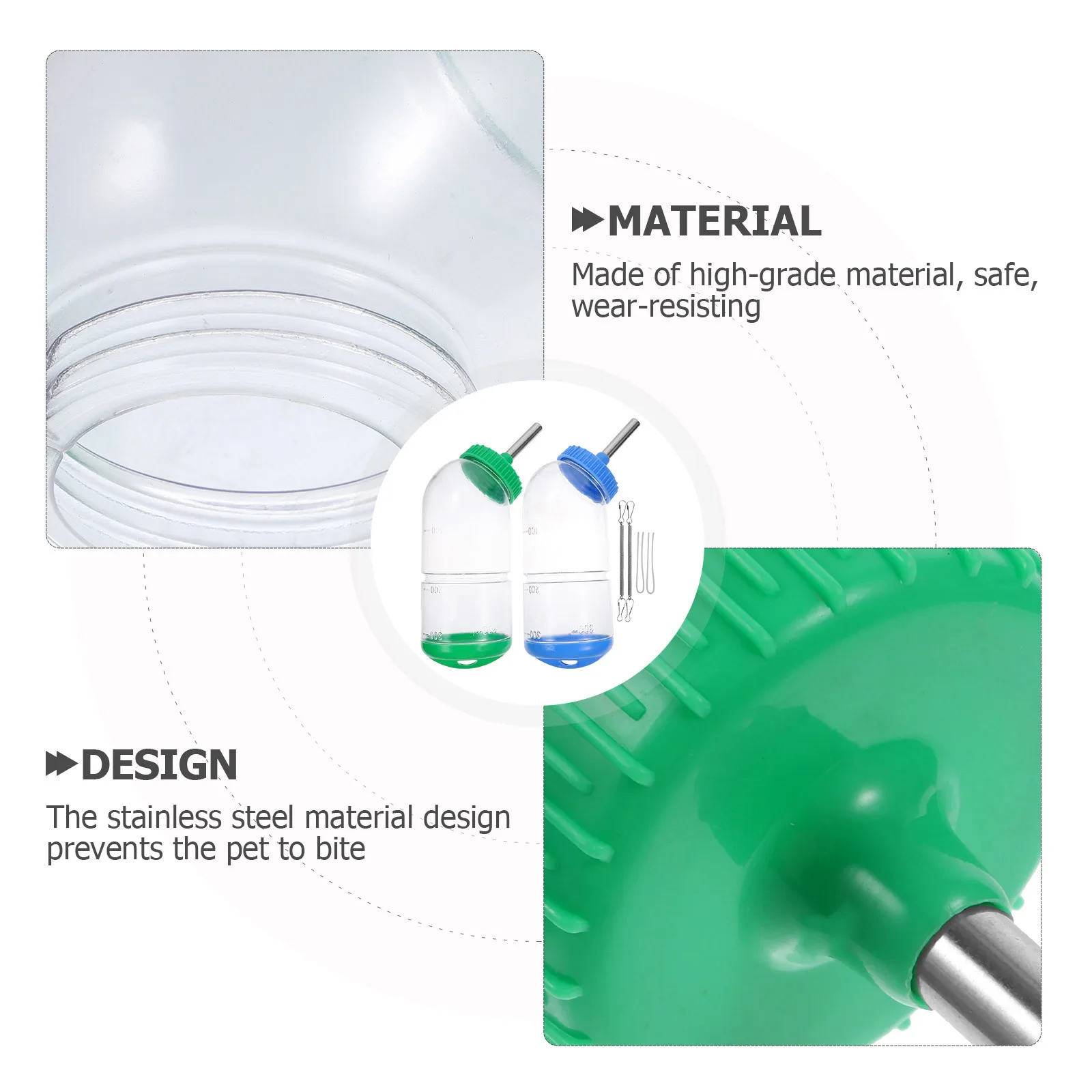 

2pcs Roll-On Water Bottle Pet Drinking Fountain For Hamster Rabbit Guinea Pig Leakproof Water Feeder Pet Supply Feeding Tool