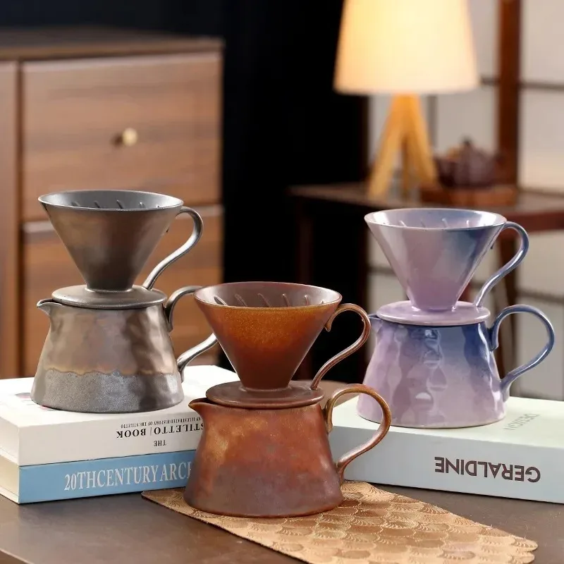 2026 Classic Ceramic Pour Over Coffee Set Large Coffee Server Cone Shaped Dripper Filter Home Hand Brew Coffee Tool Kit
