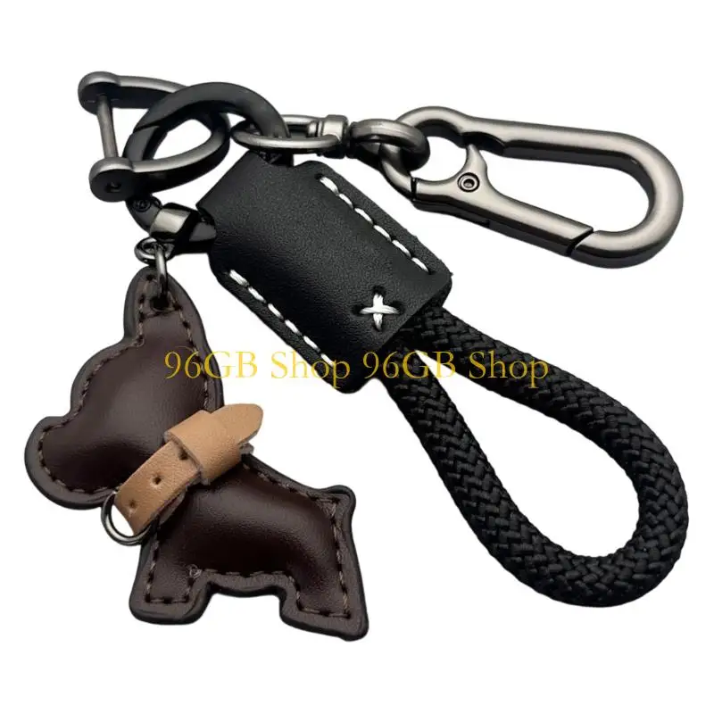 96GB PU Leather Organizers Wear Resistant French Dog Hanging Keychain For Delivery Worker Frequent Users