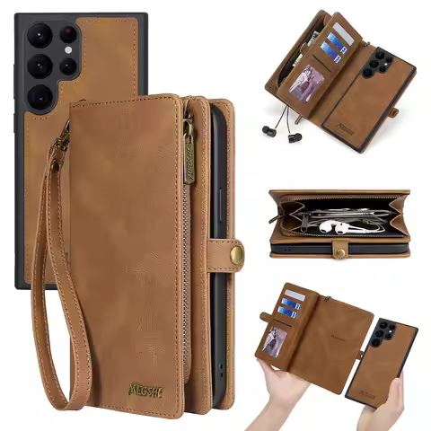 2 in 1 Magnetic Detachable Leather Wallet Case for Samsung Galaxy S20 S21 FE S22 S23 S24 S25 Ultra S10 Plus Flip Purse Cover