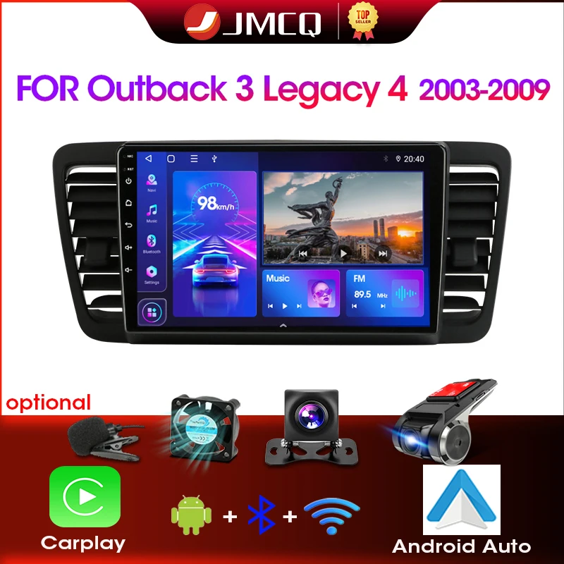 JMCQ 2Din Carplay Android 12 4G+WiFi Car Radio Multimedia Video Player For Subaru Outback 3 Legacy 4 2004-2009 Navigation GPS