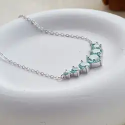 Real 1.7/2.8/5cttw Full Moissanite bluegreen Pendant Necklace for Women S925 Silver lab Diamond Chain Necklaces fine Jewelry