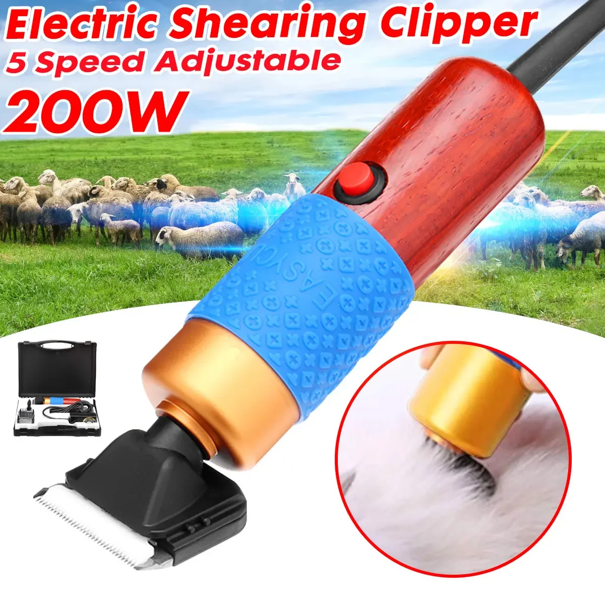 200W Electric Pet Clippers Shearing Horse Dog Sheep Shear Animal Pet Grooming Clipper Trimmer Hair Trimmer Cutter High Power