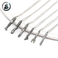TXQSABER Mini Lightsaber Necklace Pendant for Obi wan Kenobi Luke Skywalker Parts Display Saber Sword Metal Keychain Accessories