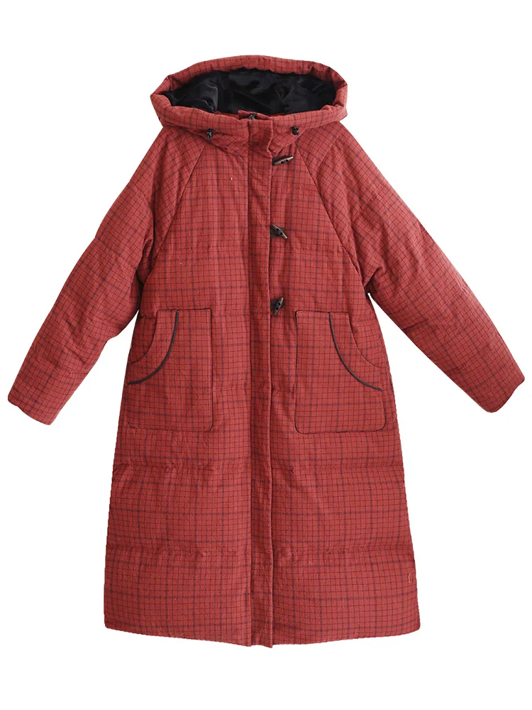 115-135 سنتيمتر التمثال الشتاء أسفل السترات النساء أنيقة الأبيض بطة أسفل يندبروف سميكة الدافئة طويلة الأحمر منقوشة مقنعين أسفل السترات المنتفخة #6