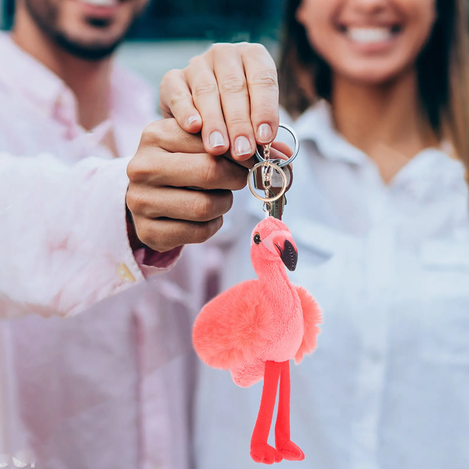 Flamingo Keychain Adorable Stylish Vibrant Colors Soft Comfortable Fabric Bag Purse Backpack Car Keys Decoration Gift Animal