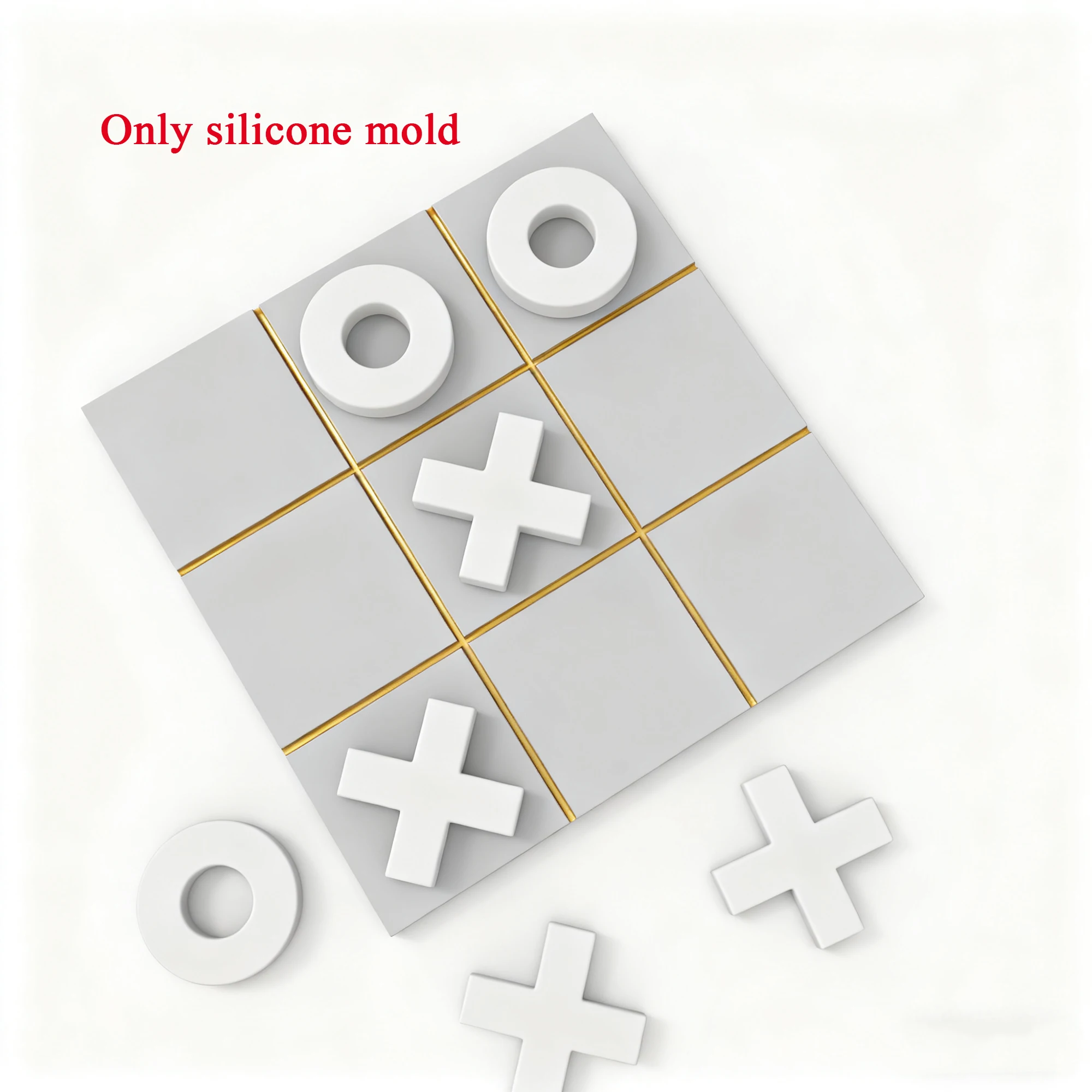 

Tic-Tac-Toe Silicone Mold - DIY OX Board Game Coaster, Chess Piece, Handmade Craft Mat with Matte Molds
