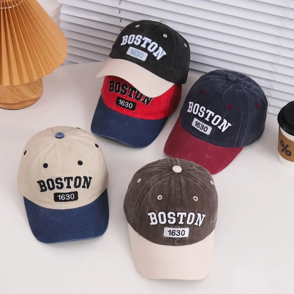 

Vintage Patchwork Baby Baseball Hat Cotton Korean Style Letter Peaked Cap Sunscreen Visor Children's Sunhat Boys Girls