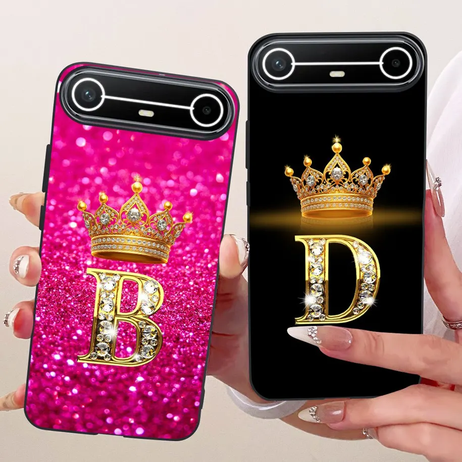 حافظة لهاتف Tecno Pova النحيفة KM9 بأحرف لطيفة على شكل تاج من السيليكون الناعم حافظة هاتف للزوجين لهاتف Tecno Pova Slim 5G 2025 غطاء خلفي #1