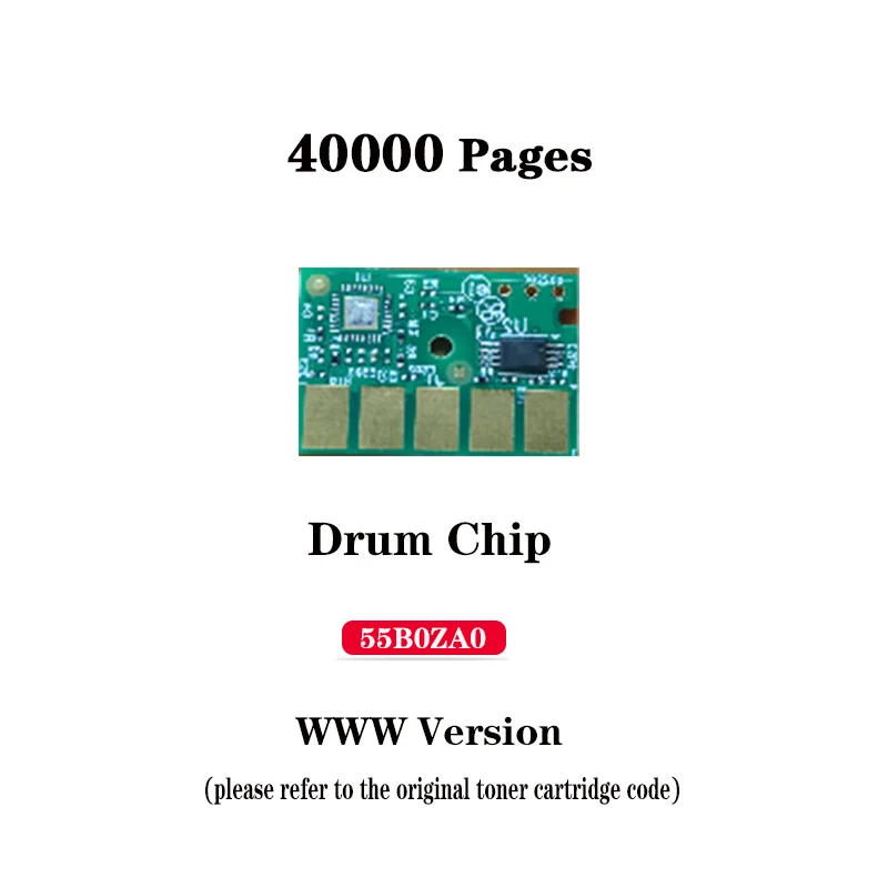 High Quality WW Version 40K Pages 55B0ZA0 Drum Chip for Lexmark MS331/MX331/MS431/MX431