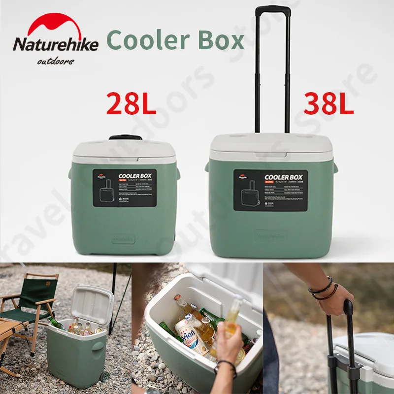 

Naturehike 28L/38L Outdoor Food Insulation Trolley Box Camping Hiking Portable 24-48H Keep Fresh Keep Cold Beer Cooler Box