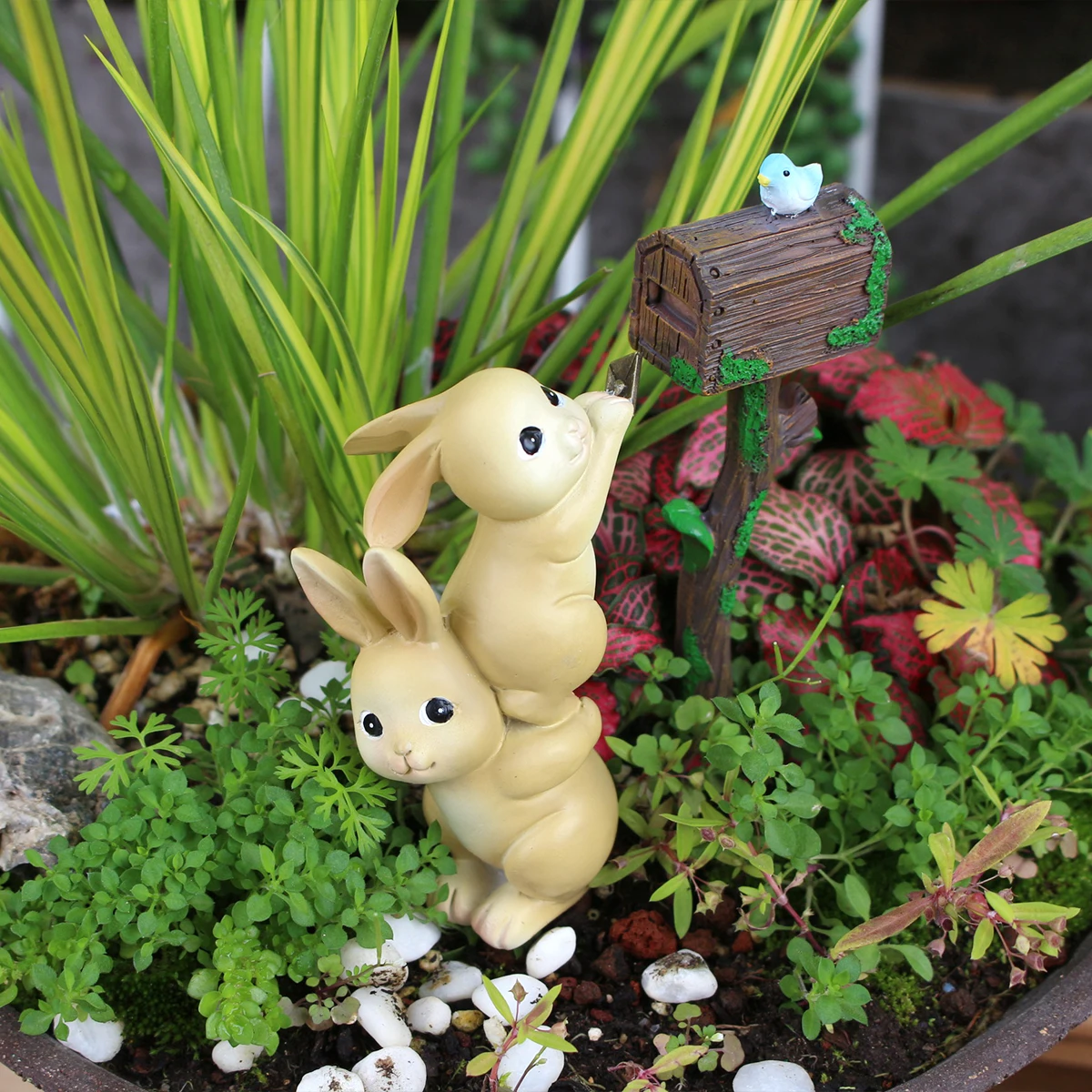 Resin Rabbit Mailbox, Outdoor Courtyard Garden Bonsai Desktop Decoration, Home Ornaments, Rabbit Statue Ornaments, Easter Gifts