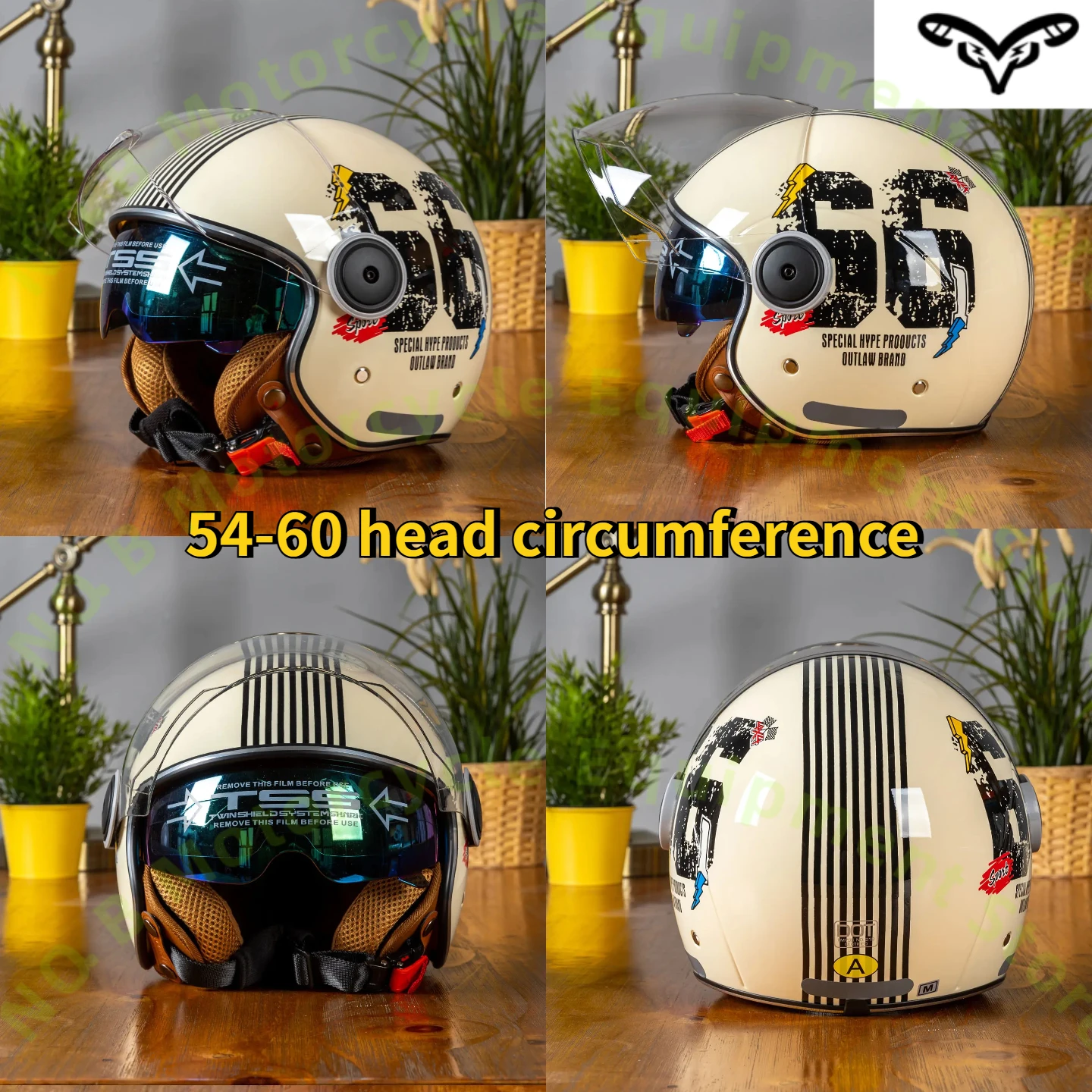 

DOT 3C Dual Certified Electric Motorcycle Helmet Four Seasons Retro Riding Moto Safety Helmet Unisex