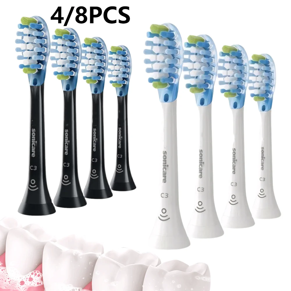 4/8PCS for Philips Sonicare C3 Replacement Toothbrush Heads Plaque Defence Electric Toothbrush Brush Heads White or Black