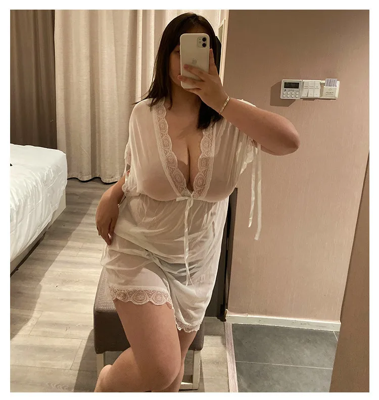 Fat mm sexy lingerie large size Sao passion suit transparent uniform temptation maid outfit sexy pajamas teasing nightdress