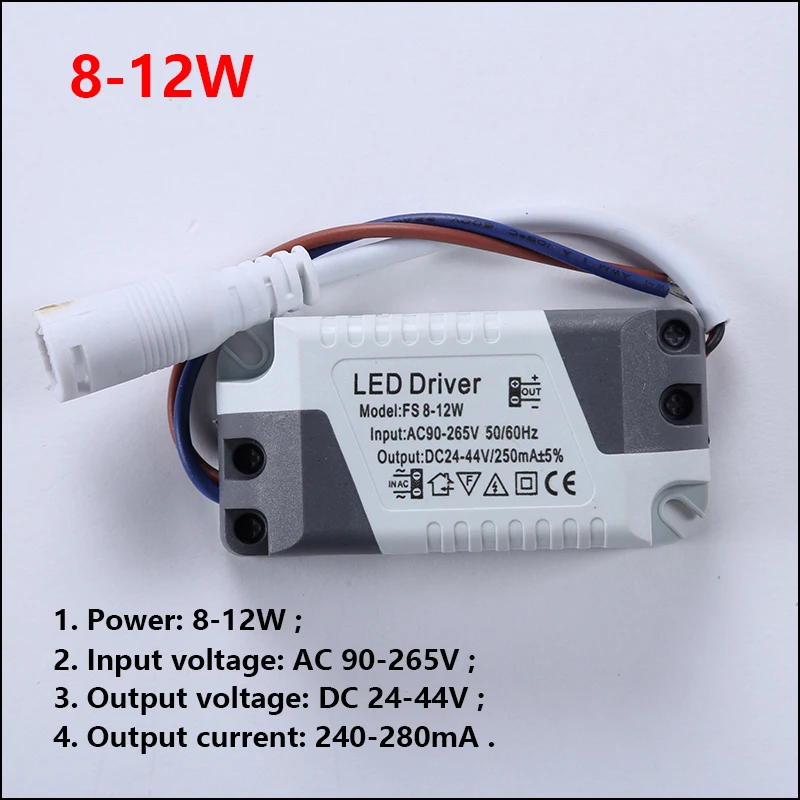 Controlador LED de alta calidad con 1-3W 4-7W 8-12W 13-18W 18-24W para fuente de alimentación LED, transformadores de iluminación de AC90-265V de