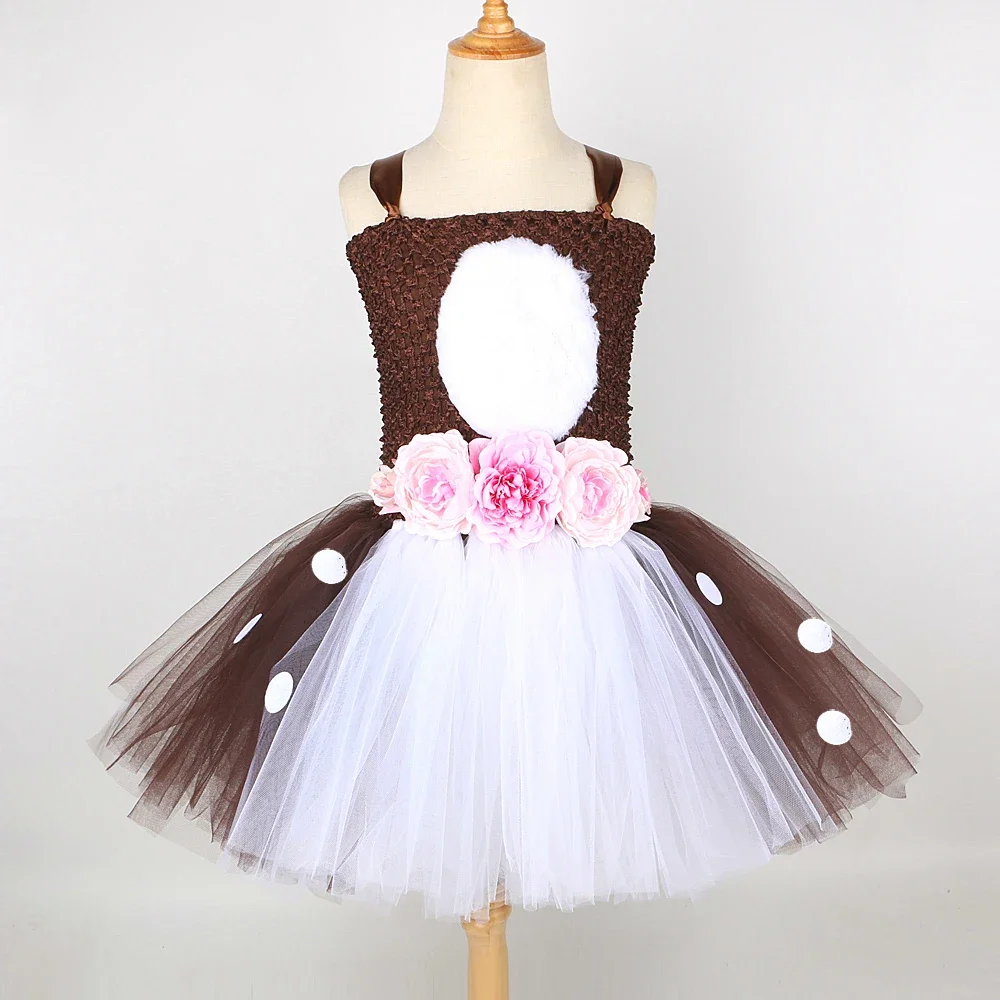 ชุดกวางเรนเดียร์สำหรับเด็กผู้หญิงชุดคริสต์มาส Tutu กวางเรนเดียร์ Baju Bayi perempuan ชุดวันเกิดเด็ก