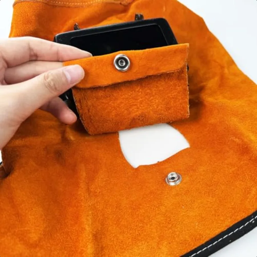 Maschera per casco per saldatura Maschera di protezione per casco per saldatura in pelle con lente flip aperta Cappuccio per saldatura traspirante Cappello da lavoro per saldatura Wor