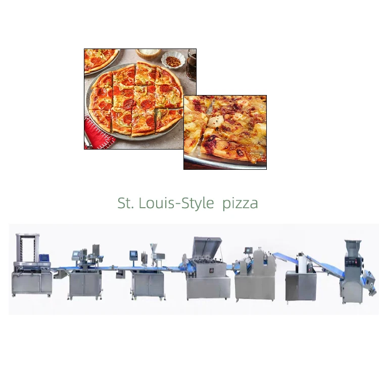Commercial Automatic American St. Louis Pizza Processing Line Thin Crust Pizza Maker Machine for Frozen Food Industry