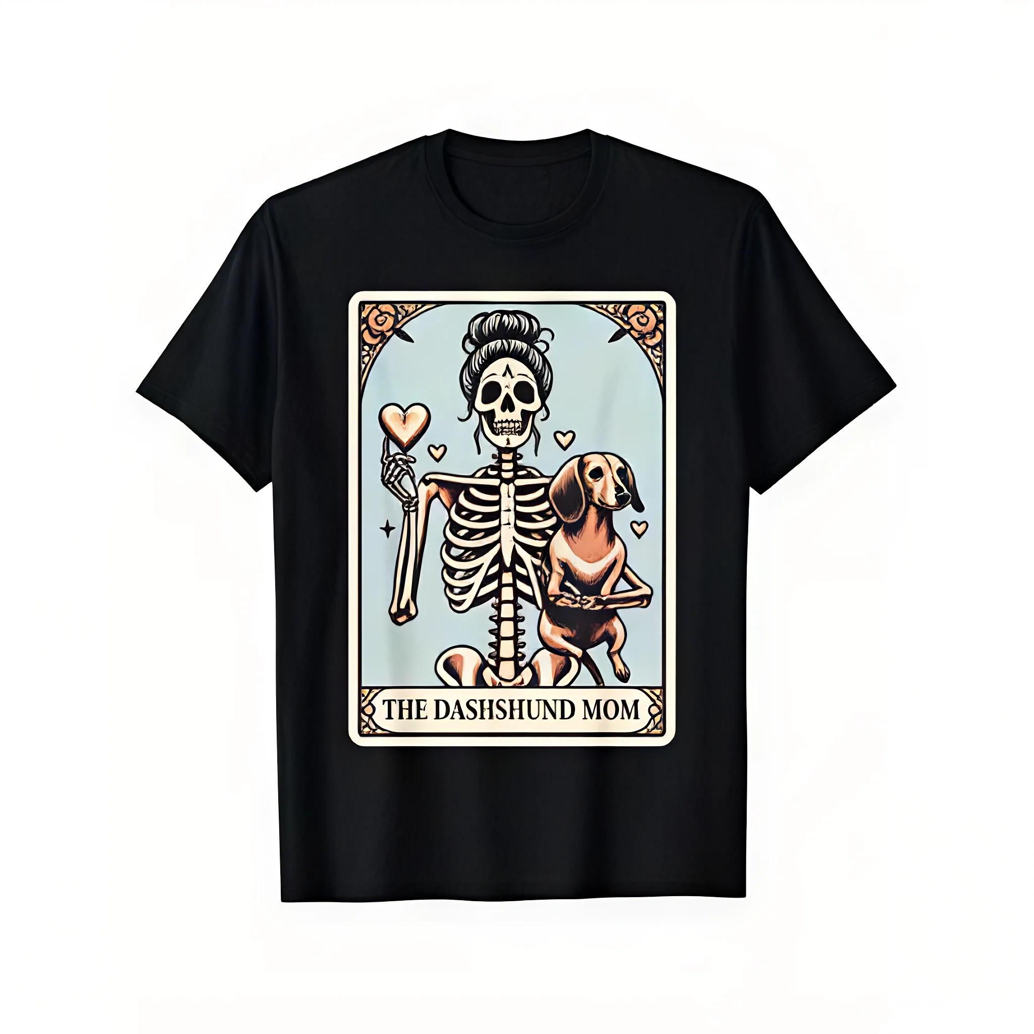 Cotton Golf Gift T-Shirt For Men and Women Adorable Valentine Dachshund Mom Skeleton Print T-Shirt For Women And Men Soft Cotton Round Neck Tee