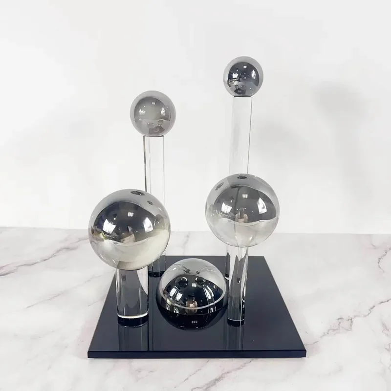 3D Crystal Glass Space Ball Ornament Creative Desktop Art Decoration for Living Room Office Exhibition Hall Modern Home Decor
