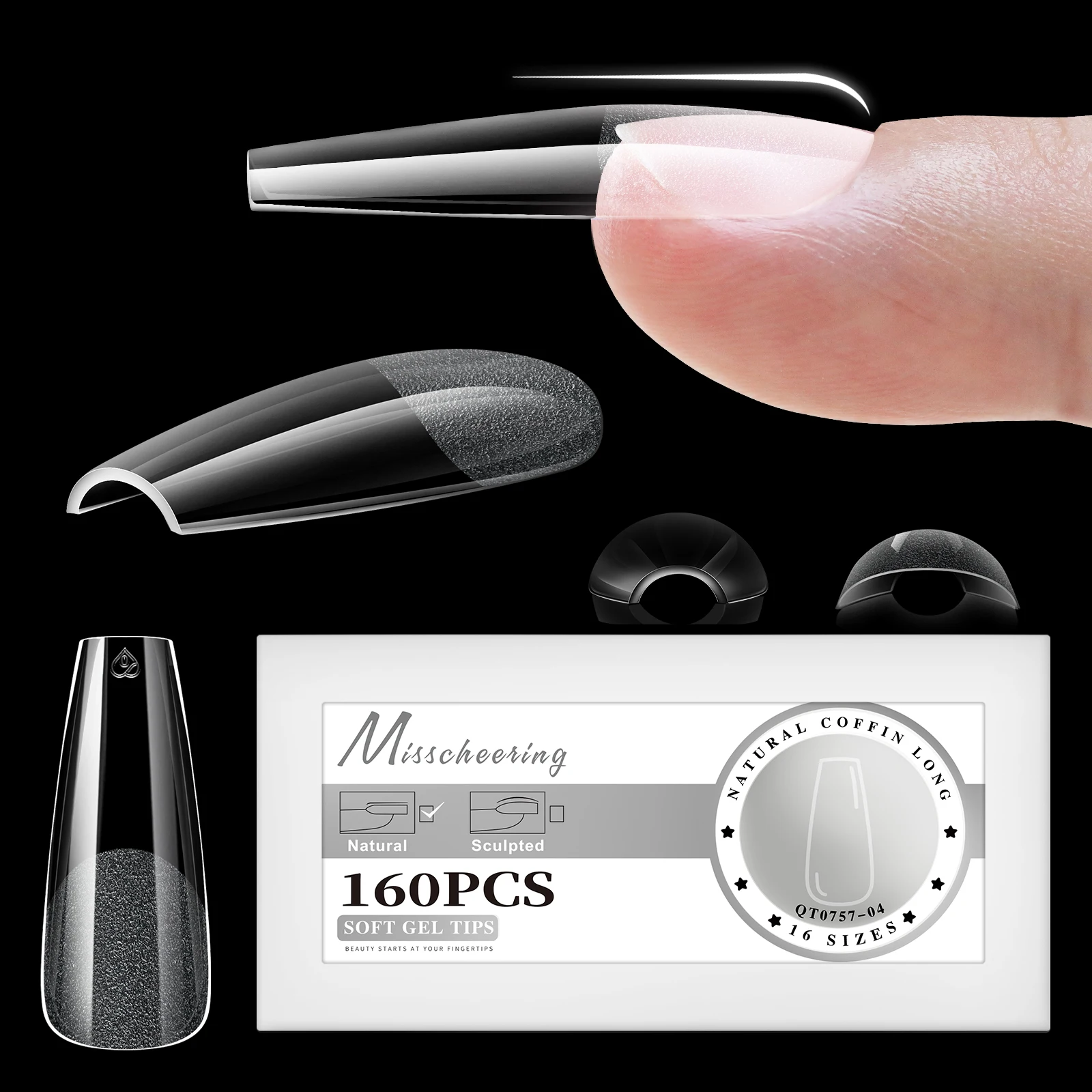 160/320 Stück XS-L Mandel-Form, weiche Gel-Nagelspitzen, halbmatte, vollständig abdeckende, zum Aufkleben geeignete Nagelkapseln, künstliche, glänzende, falsche Nägel, Nagelverlängerung.