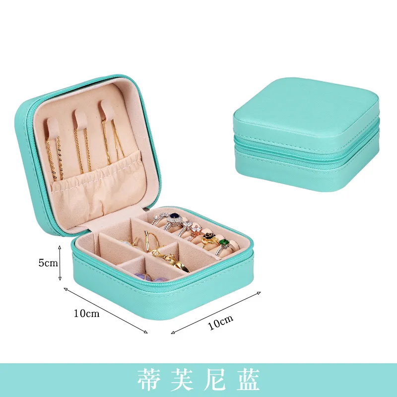 Portable Storage Box Travel Organizer Jewelry Case Leather Storage Earrings Necklace Ring Jewelry Organizer Display