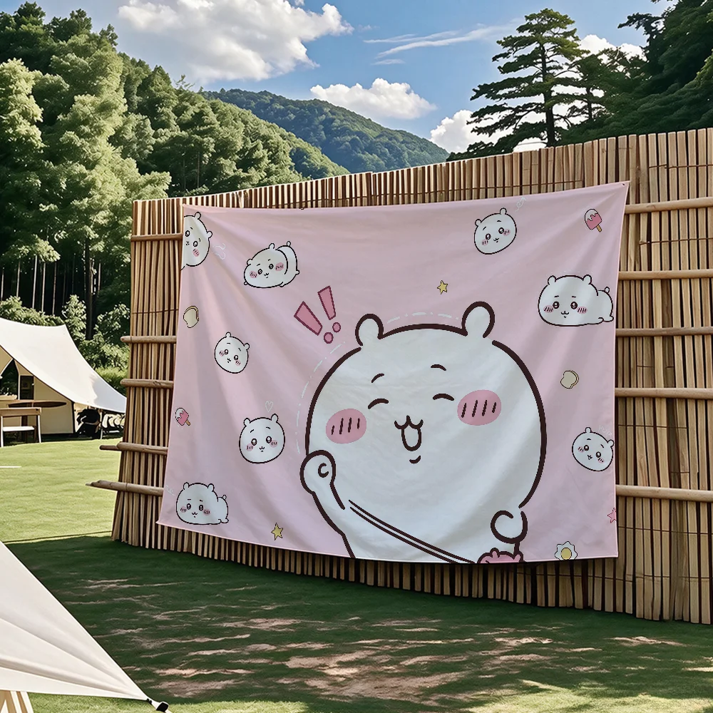 C-Chiikawa Niedliche Flaggen-Wandteppiche für Outdoor-Partys, Schlafzimmer, Wohnzimmer, Studentenzimmer, Wanddekoration, Banner, Geschenke – Detail 7