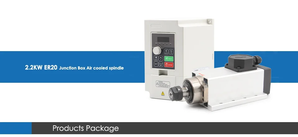G-Penny 220V 2,2kW ER20 Luftgekühlter Spindelmotor 4 Lager 0,01mm Genauigkeit Quadratischer Typ Mit Flansch und 2,2kW H100 Wechselrichter – Detail 1