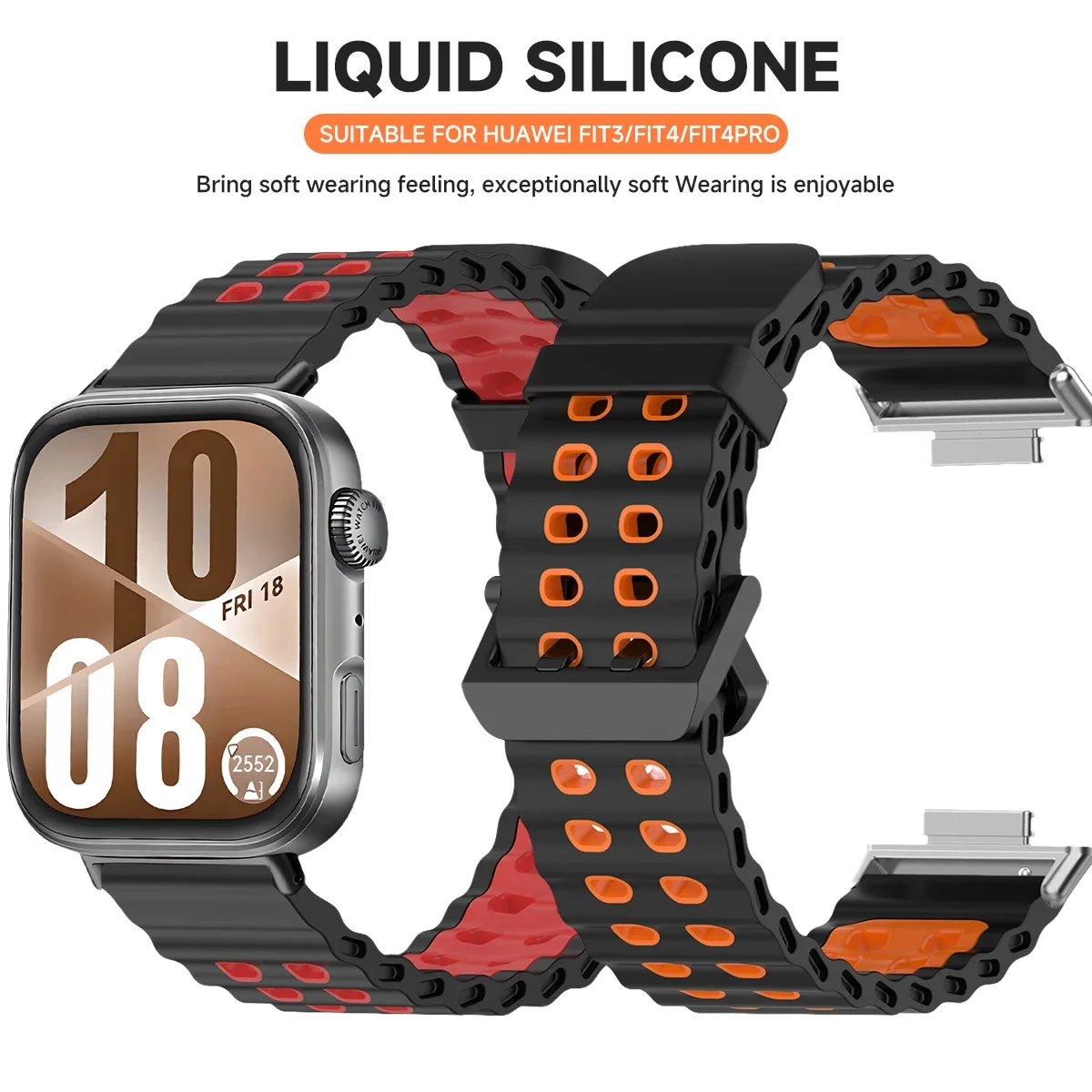 สายซิลิโคนสำหรับนาฬิกาหัวเว่ยฟิต 3/ฟิต 4 ระบายอากาศได้ดีสร้อยข้อมือกีฬาคอร์เรียสำหรับนาฬิกาหัวเว่ยฟิต 4 โปรสายรัดข้อมือ