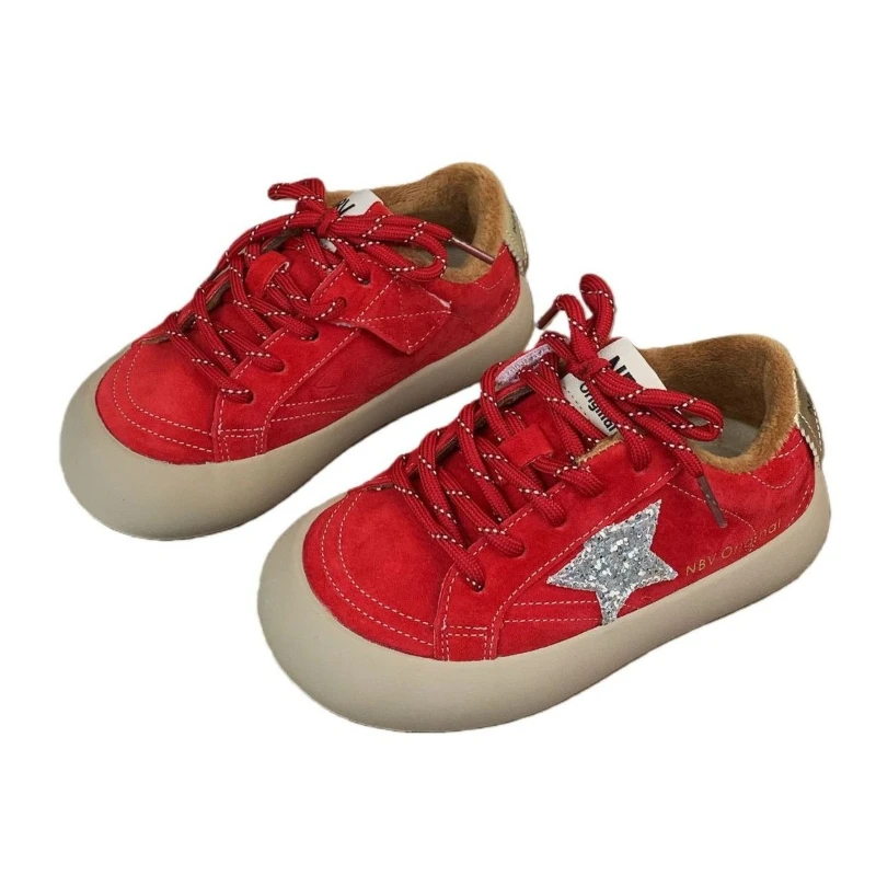 

Autumn Winter Children's Boys Girls Fleece-lined Warm Casual Sneakers Kids Toddler Students Fashionable Versatile Running Shoes