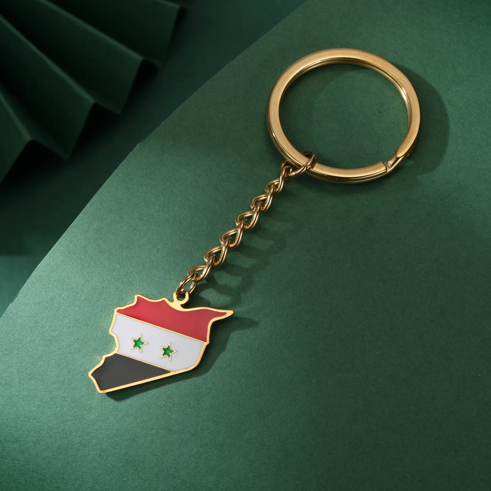 Cazador Stainless Steel Syria Map Keychain for Women Men Country Flag Map Keyring Jewelry Valentine's Day Gift Wholesale 2024