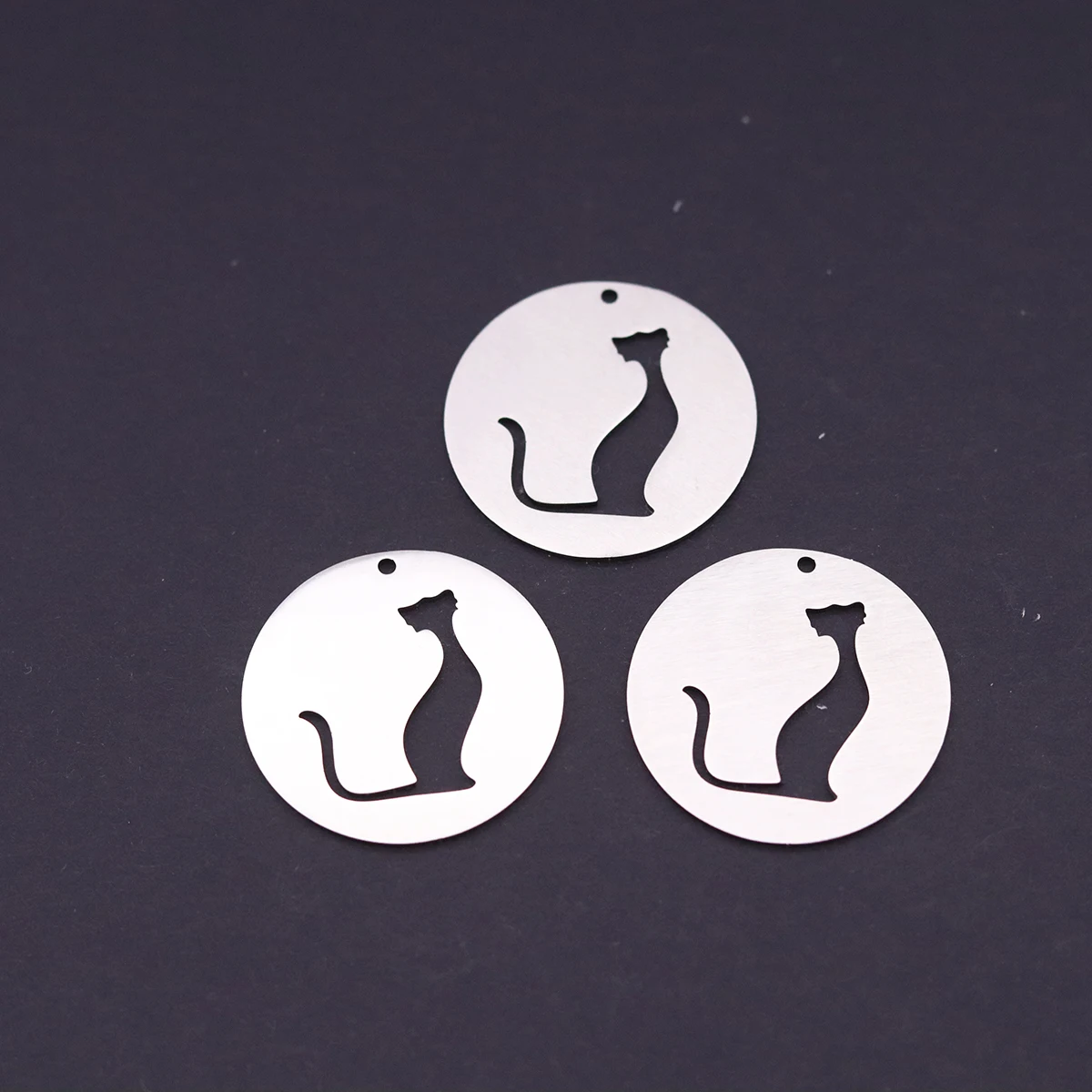 3pcs Stainless Steel Charms Animal Sitting Cat Charm Pendant For Necklace Women Jewelry Making Accessories Wholesale DIY