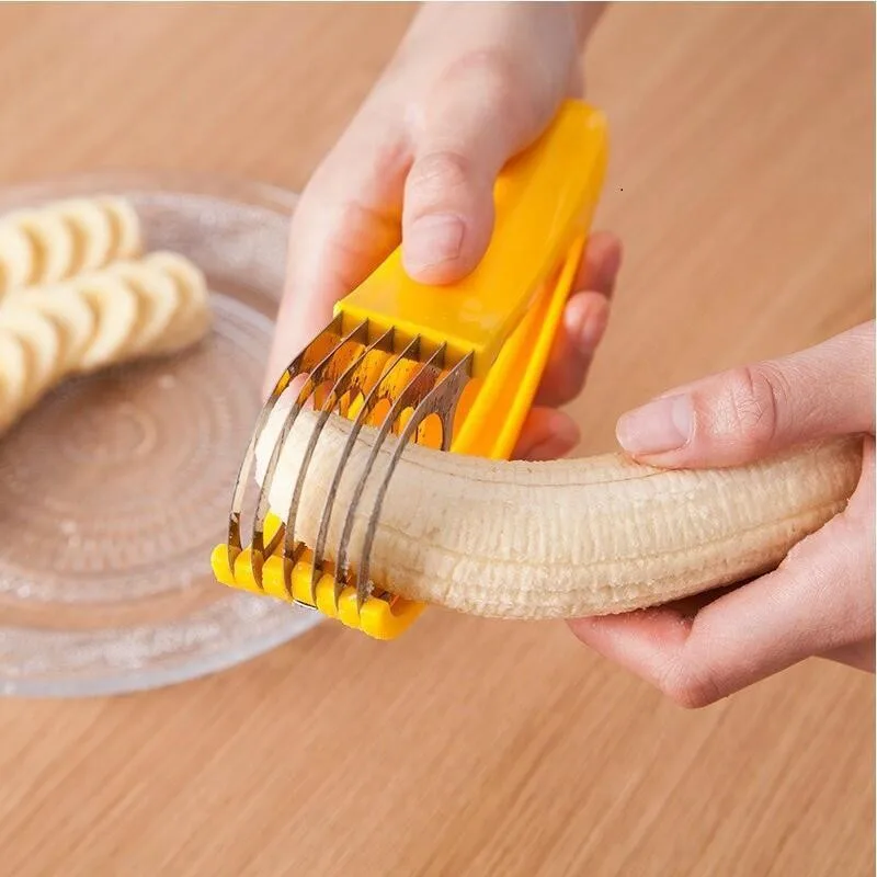 

Eco-friendly Banana Slicer Cutter Plastic Kitchen Tool for Fruits & Vegetables-Ideal for Slicing, Cutting Cucumbers & More