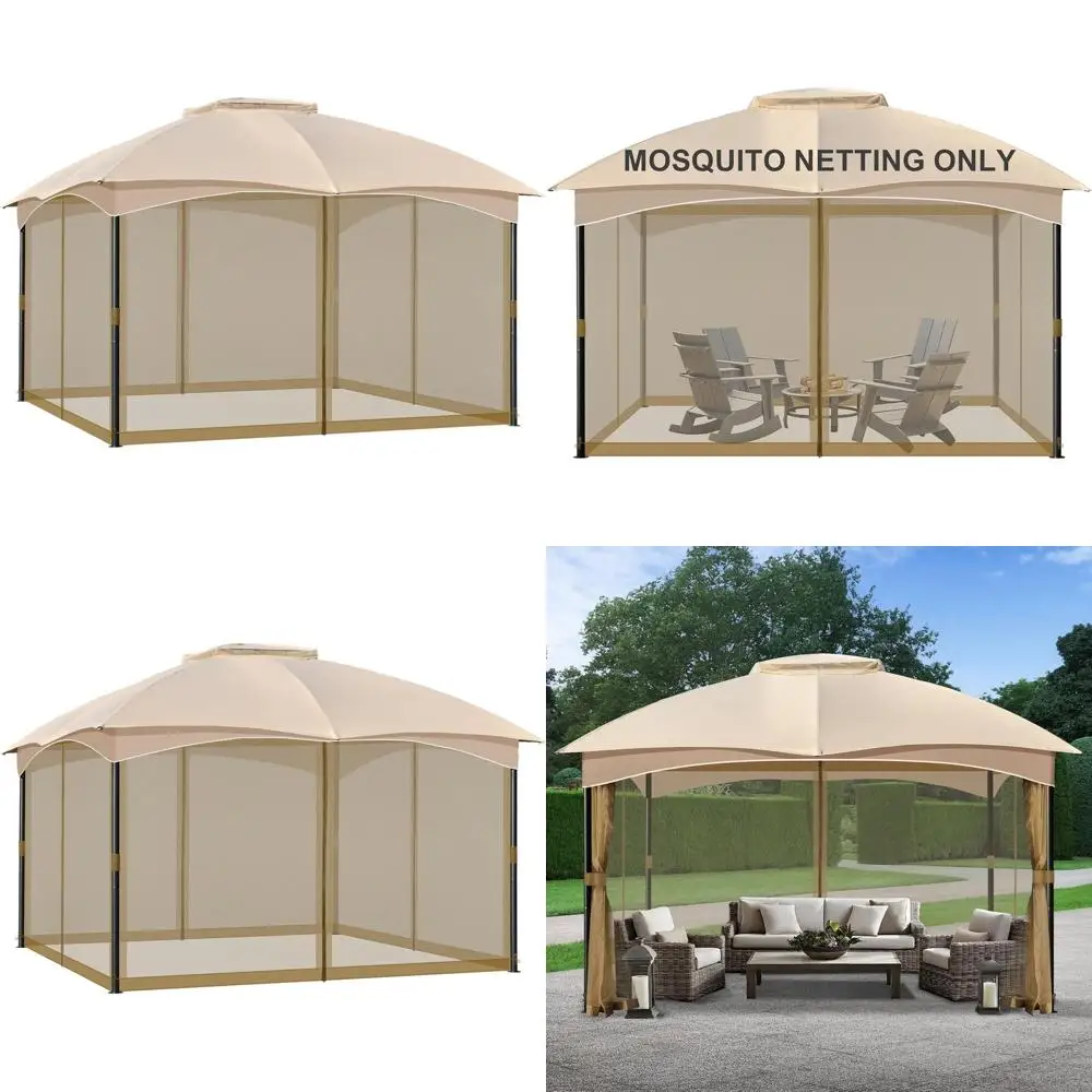 

Универсальный шатер-беседка 12' x 16' с 4-панельными боковыми стенками-сетками от комаров и двойными молниями для улицы и патио