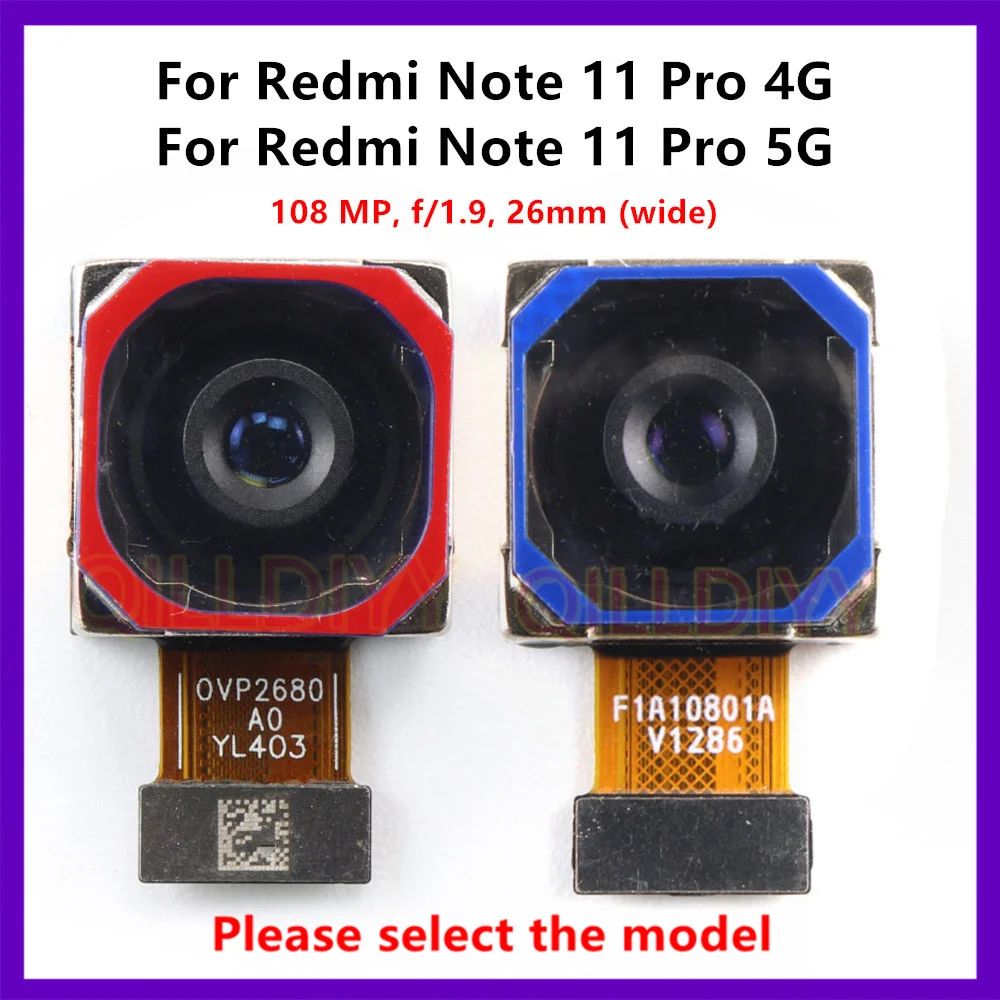 Cámara Trasera Principal de 108MP para Xiaomi Redmi Note 11 Pro 4G 5G, Módulo de Cable Flexible para Cámara Trasera, Repuestos para Smartphone Note 11