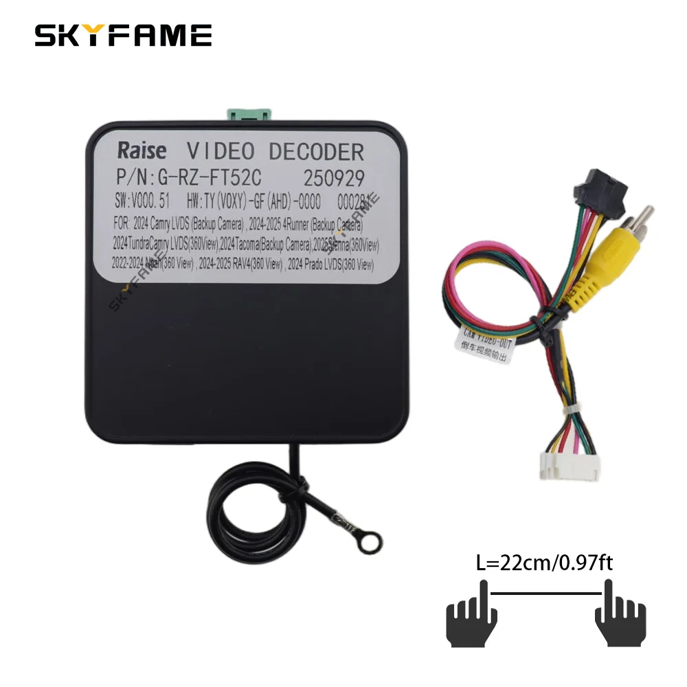 SKYFAME Car LVDS To CVBS AHD Adapter Decoder Video Box For Toyota Camry Prado RAV4 Tundra Sienna Tacoma Hilux 4Runner