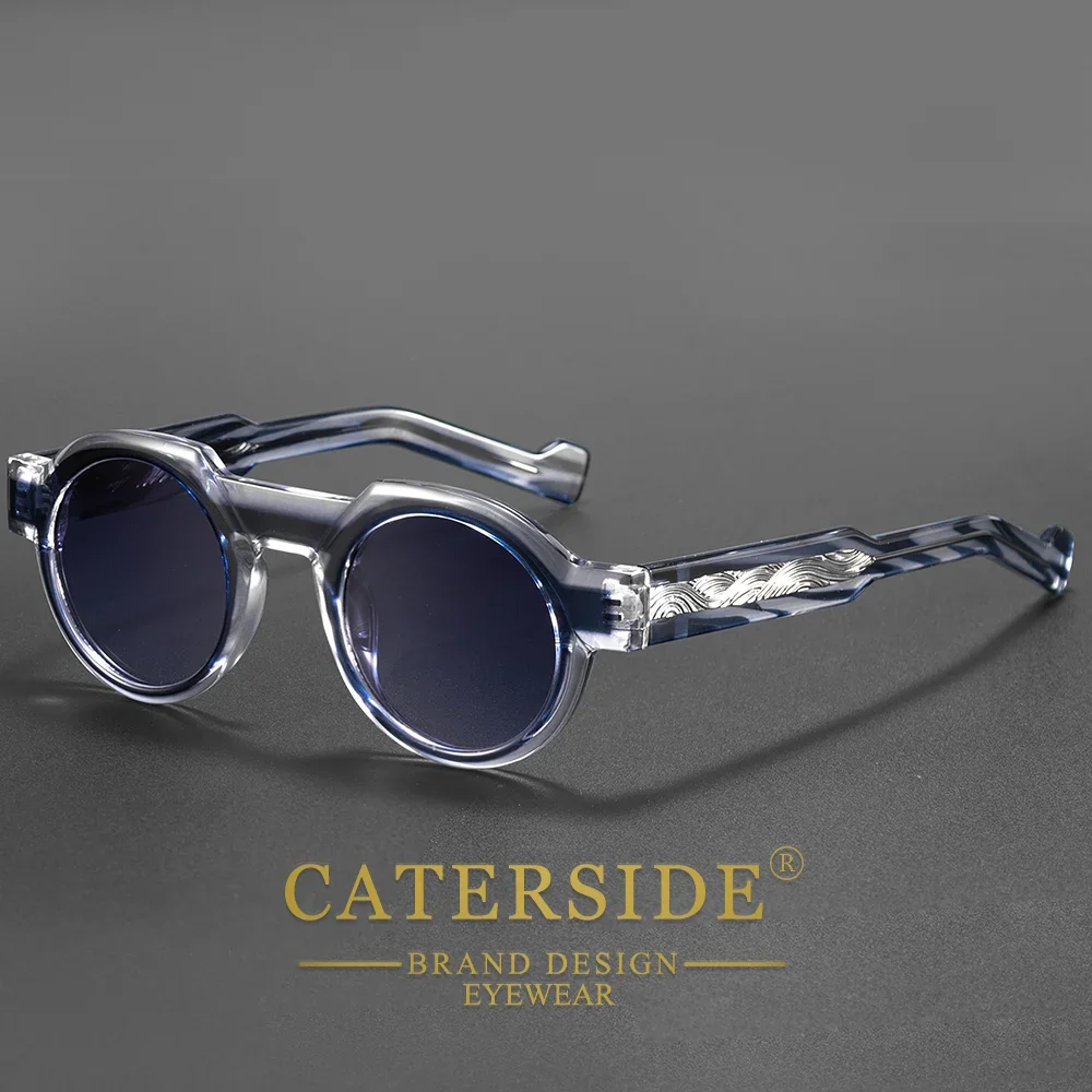 CATERSIDE Men's Hip Hop Sunglasses Thickened Round Frame Propionic Acid Insertion Pin Women's Outdoor Fashion Decorative Glasses