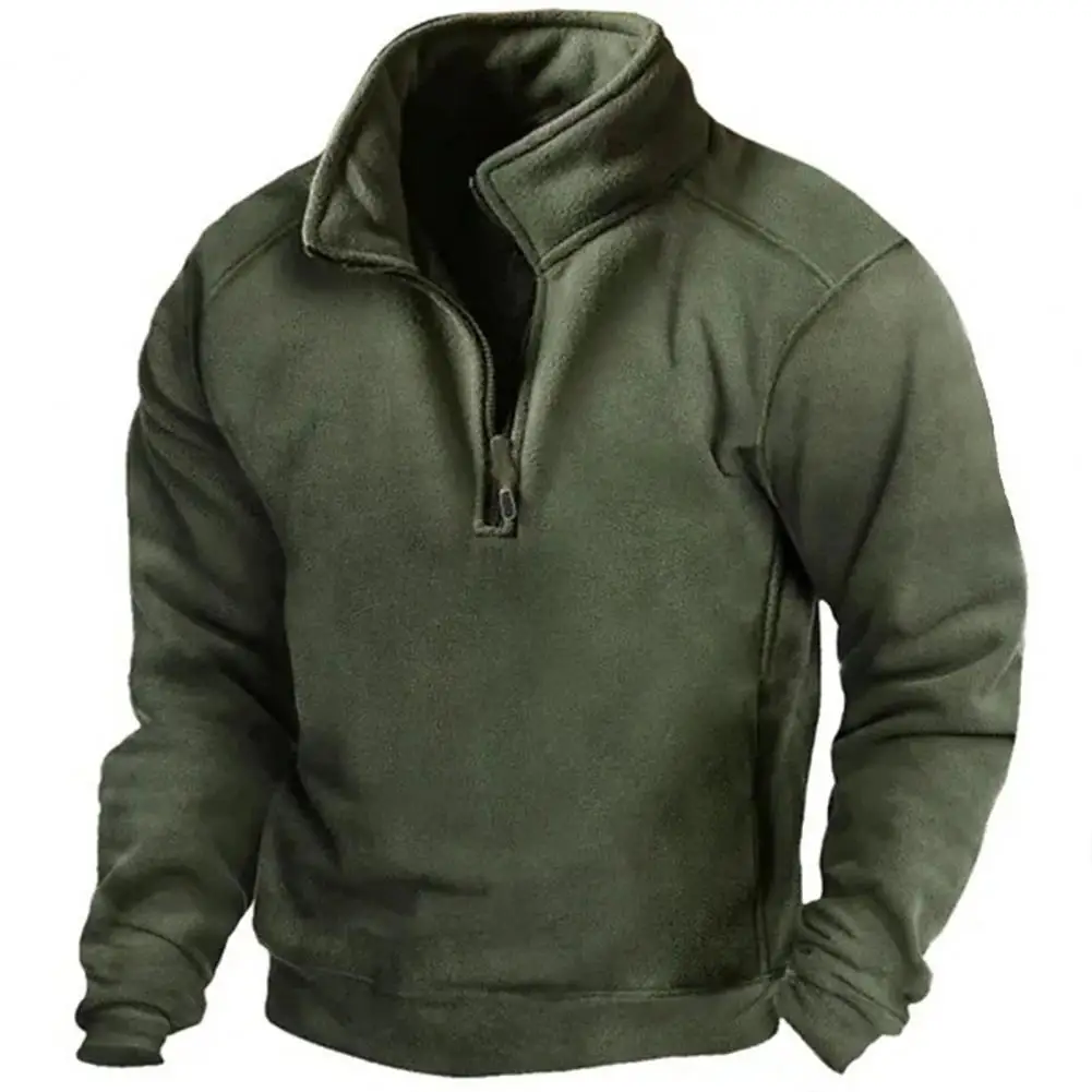 Military Sweatshirt Winter Zipper Pullover Fashion Men's Solid Color Loose Windproof Warm Outdoor Thick Jacket Men Clothing