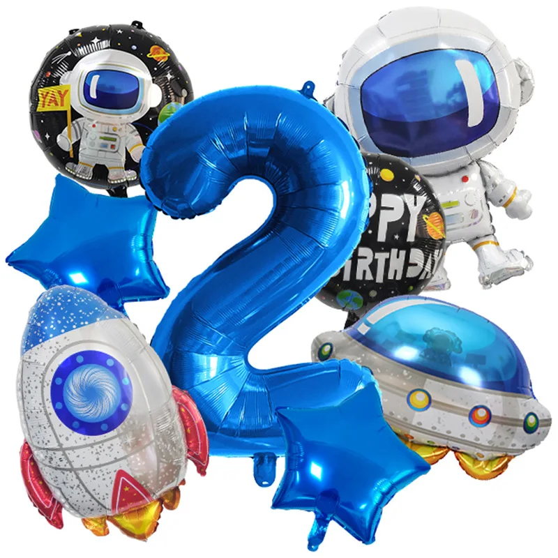 10-teiliges Ballon-Set mit Weltraummotiv – Raketenballons aus Aluminiumfolie für Kindergeburtstagsparty-Dekorationen, Astronauten-Partyzubehör – Detail 4