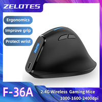 ZELOTES F36A Vertical Handheld Wireless Mouse 2.4G Wireless Rechargeable Laptop Mouse 6-button Optical mouse 3 level DPI mouse