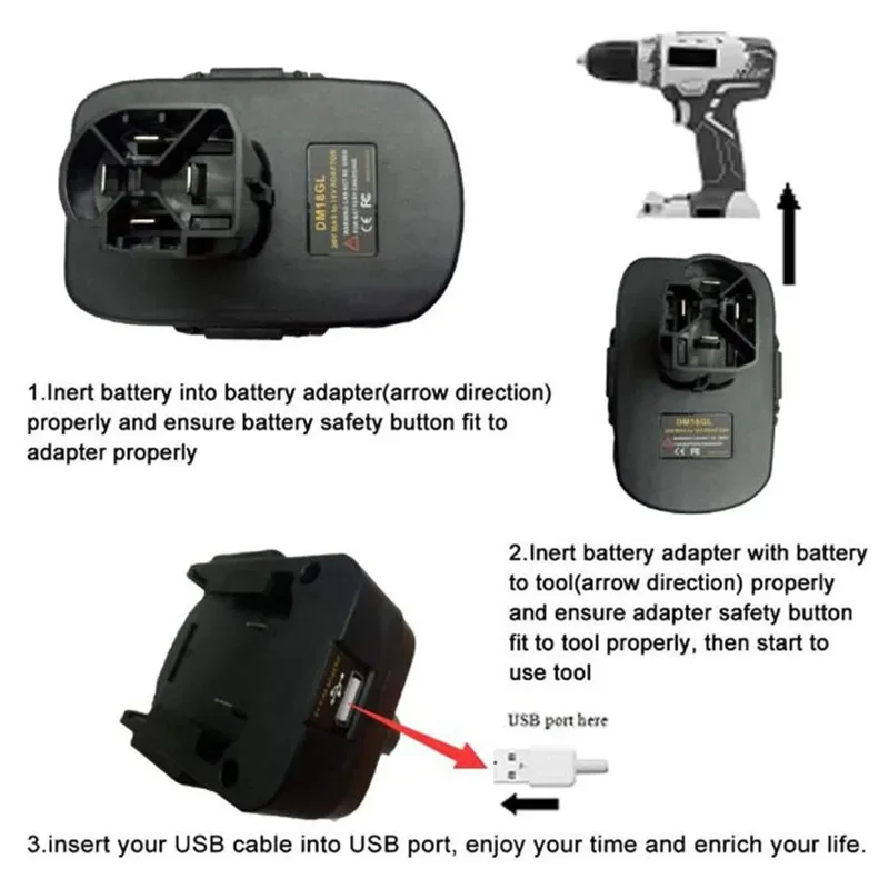 DM18GL for Dewalt 18V To 20V Battery Adapter 18V and For Milwaukee 18V Adapter For Craftsman 19.2V Li-Ion Nickel Batteries