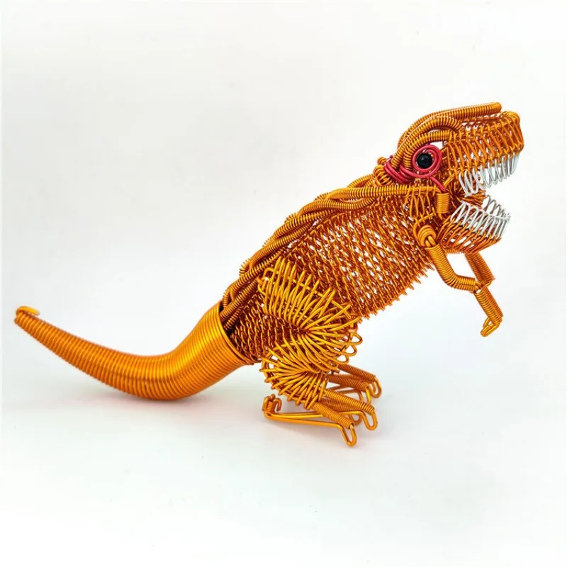 New Creative Figurines Miniatures Handmade Craftsmanship Aluminum Wire Dinosaur Model Cartoon Model Office Ornament Desk Decor