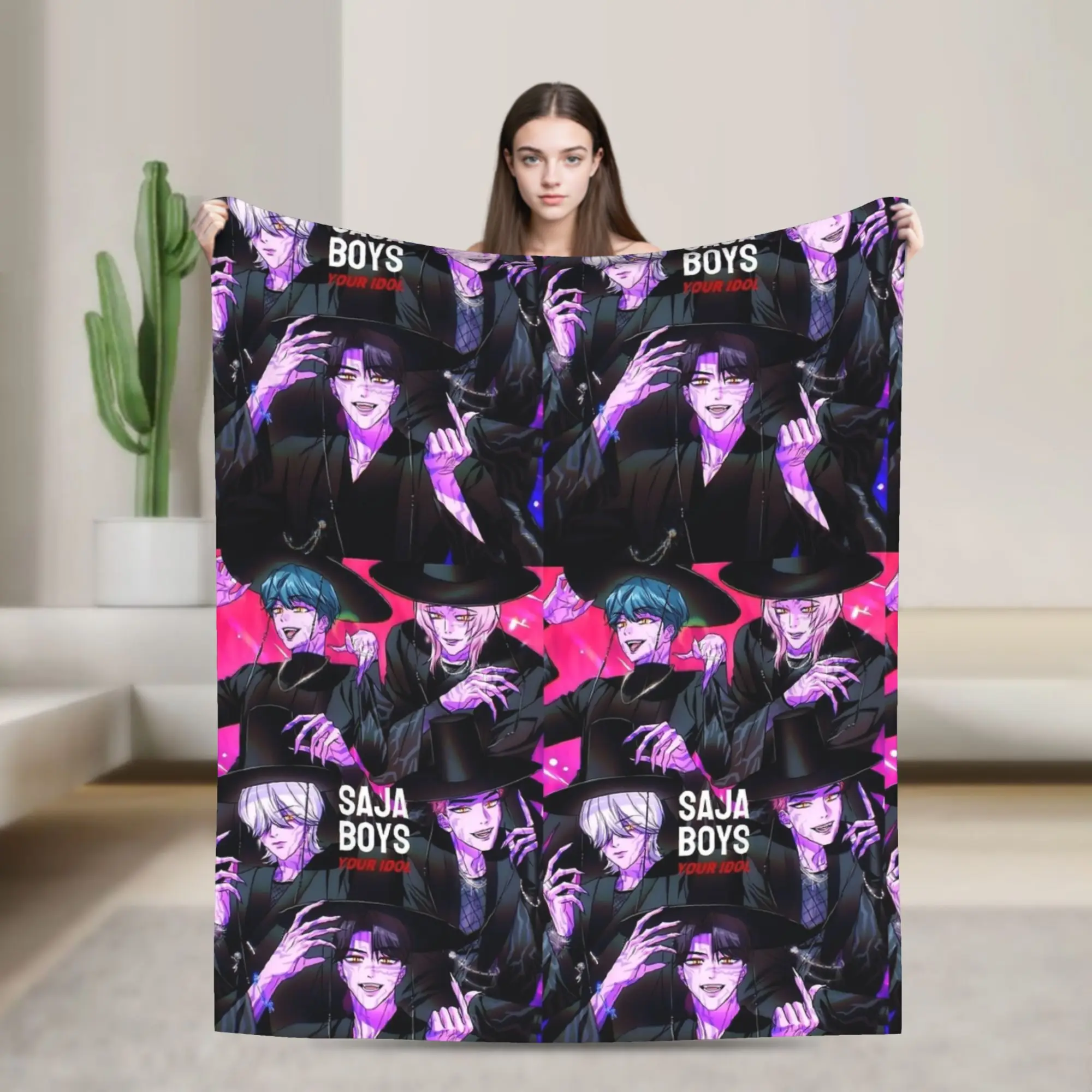 

Saja Boys Your Idol K-Pop Demon Hunters Soft Blanket Boy Girl Plush Throw Blanket Outdoor Flannel Bedspread Sofa Bed Cover