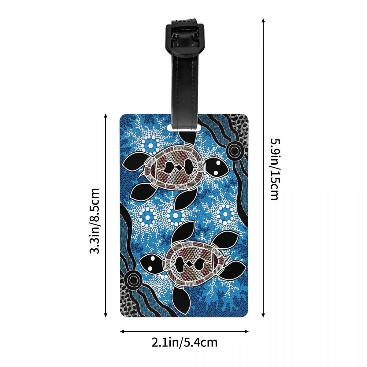 ป้ายติดกระเป๋าเดินทางลายเต่าทะเล ศิลปะชนพื้นเมืองออสเตรเลีย ป้ายติดกระเป๋าเดินทาง ป้ายปกปิดข้อมูลส่วนตัว