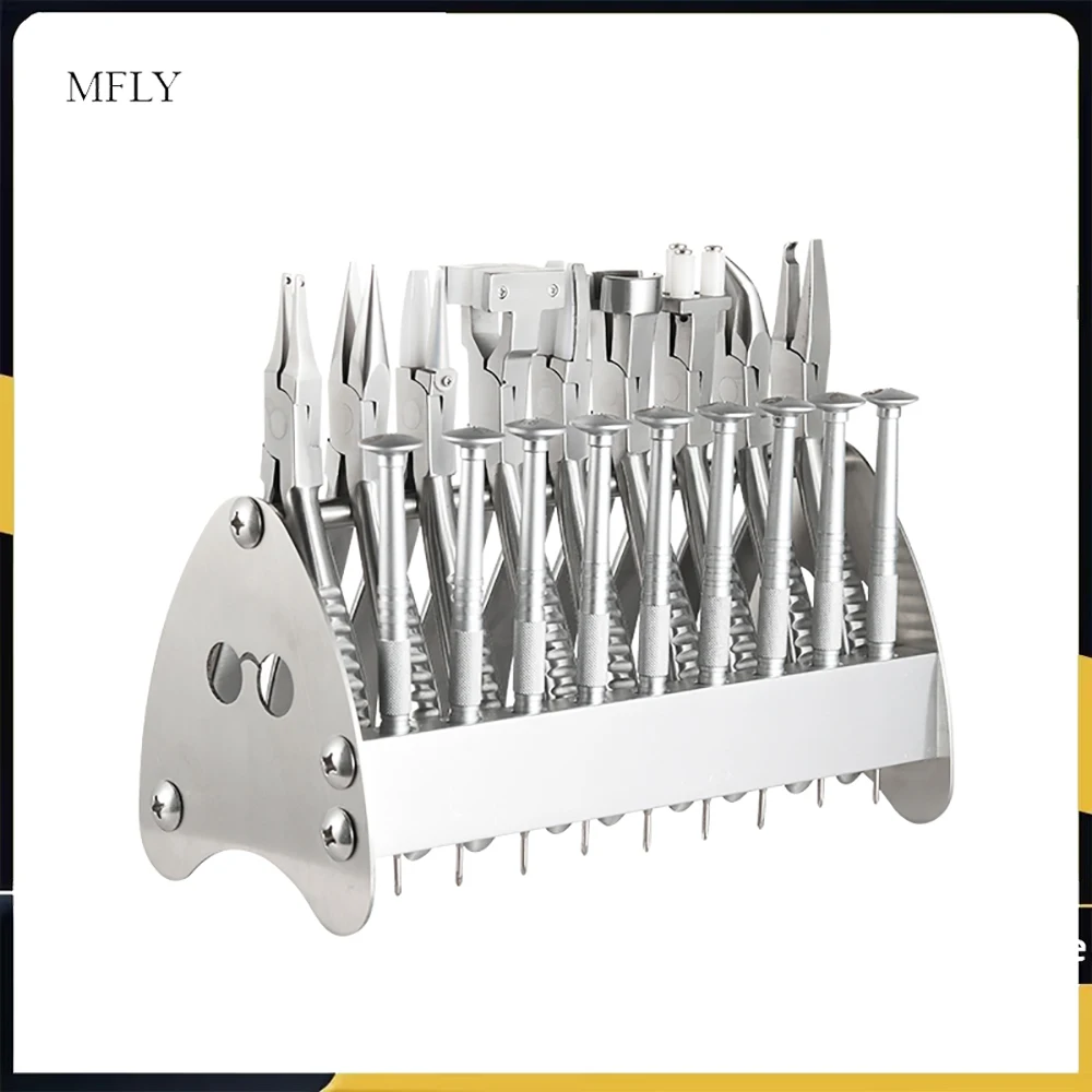 Professional Adjustment Tools, Plier Set, Screwdriver & Storage Rack for Glasses Frame Tightening Eyeglass Repair Tool Kit