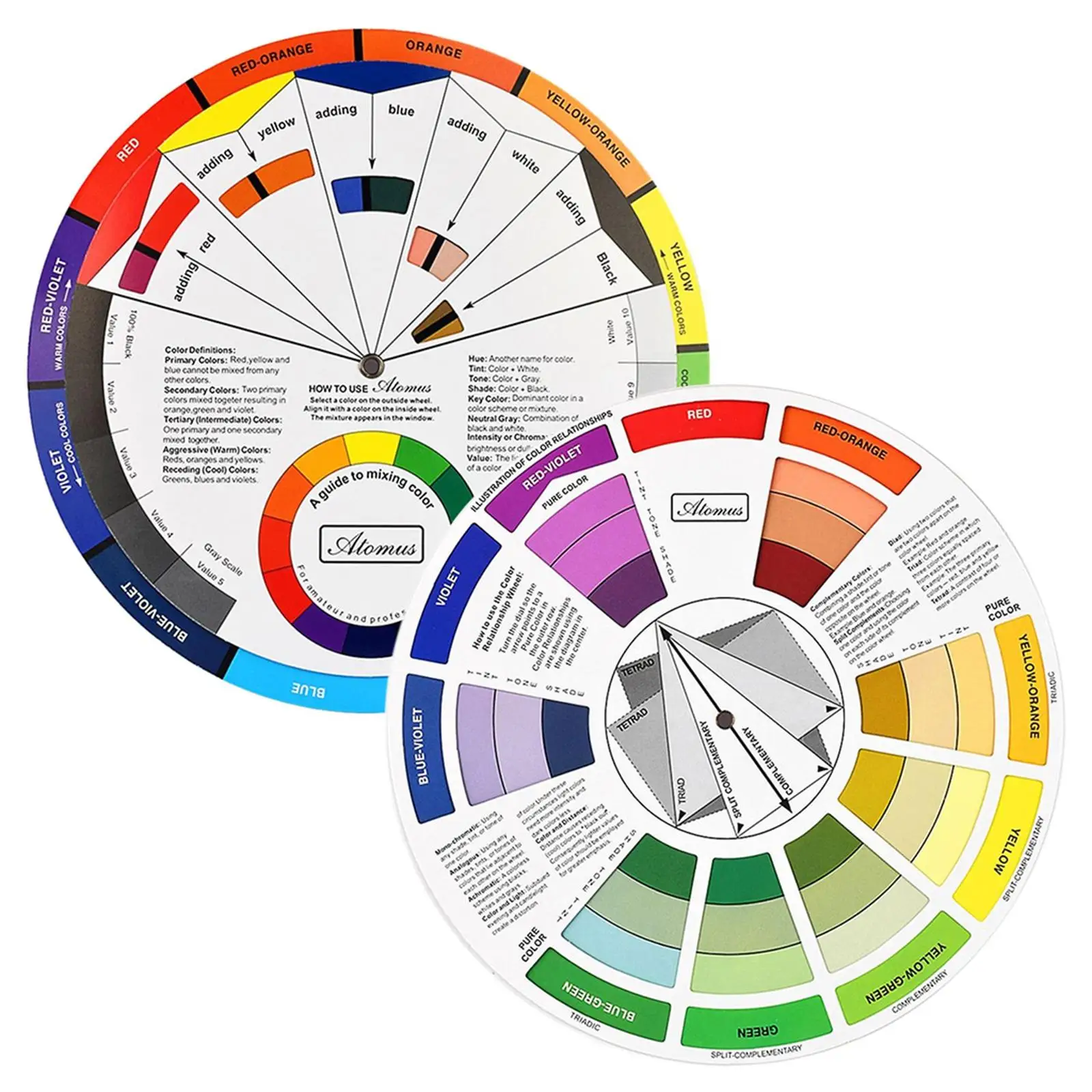 Paper Color Chart Professional Color Mixing Wheel Artist Color Panel for Drawing Coloring and Painting